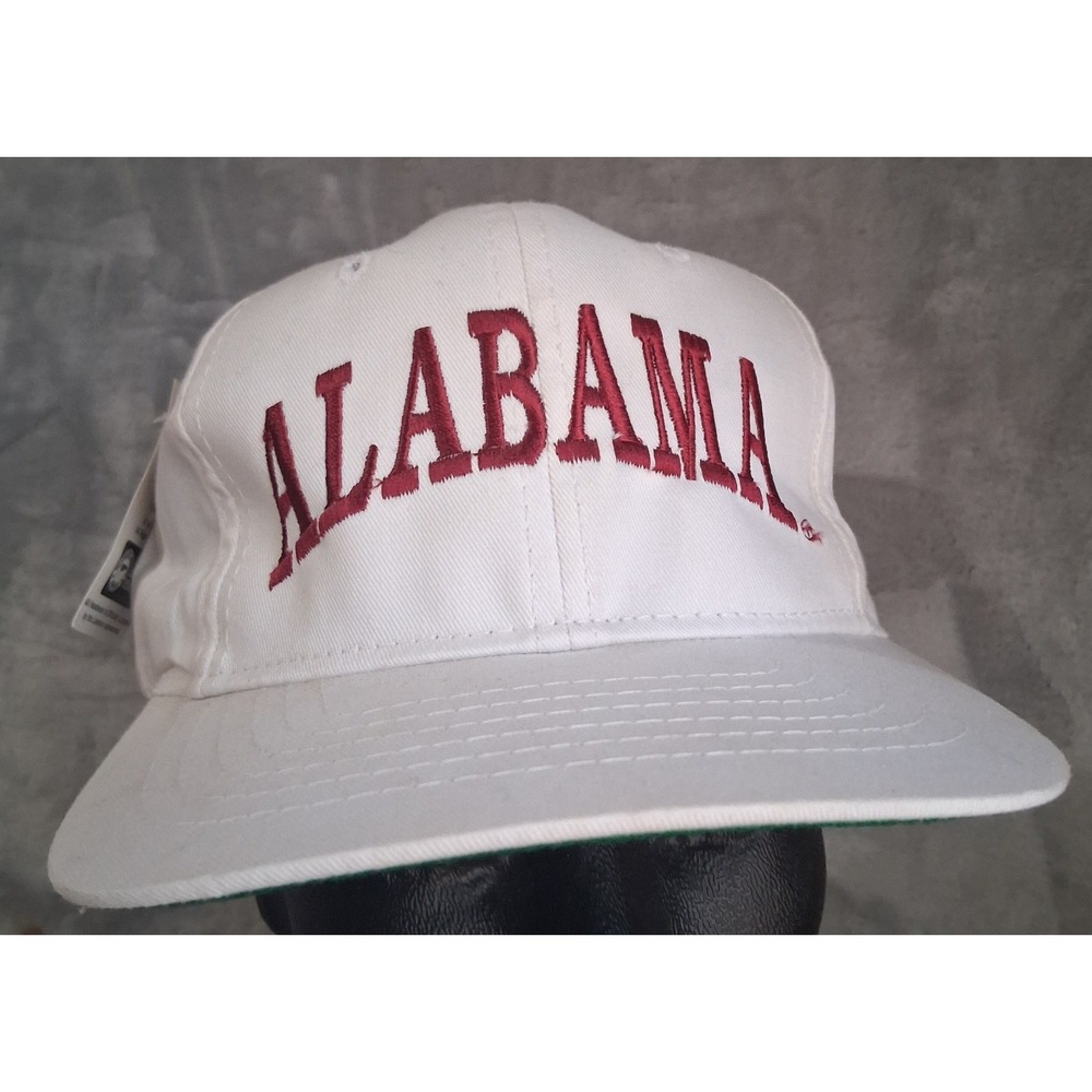Vtg 80s 90s Alabama Crimson Tide Kudzu Snapback Hat Youth White Kelly Green Bill